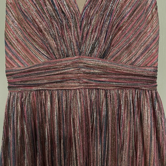 Catherine Deane NWT NIkola Pleated Empire Goddess Metallic Stripe Dress Size 0‎ - Picture 3 of 12